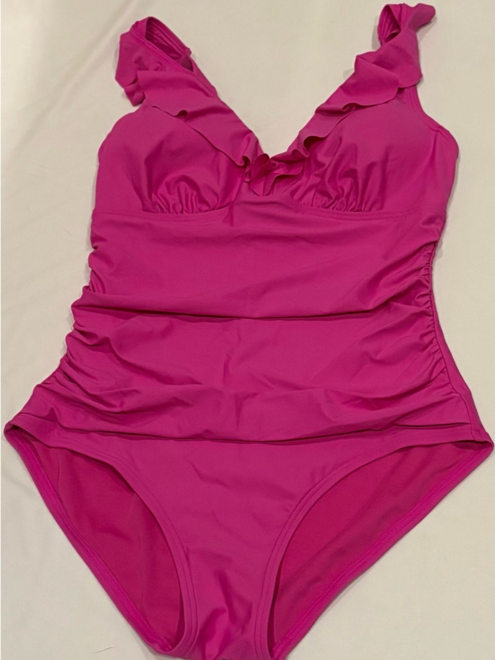 DNKY Ruffle Plunge Underwire Tummy Control One-Piece Swimsuit Size M